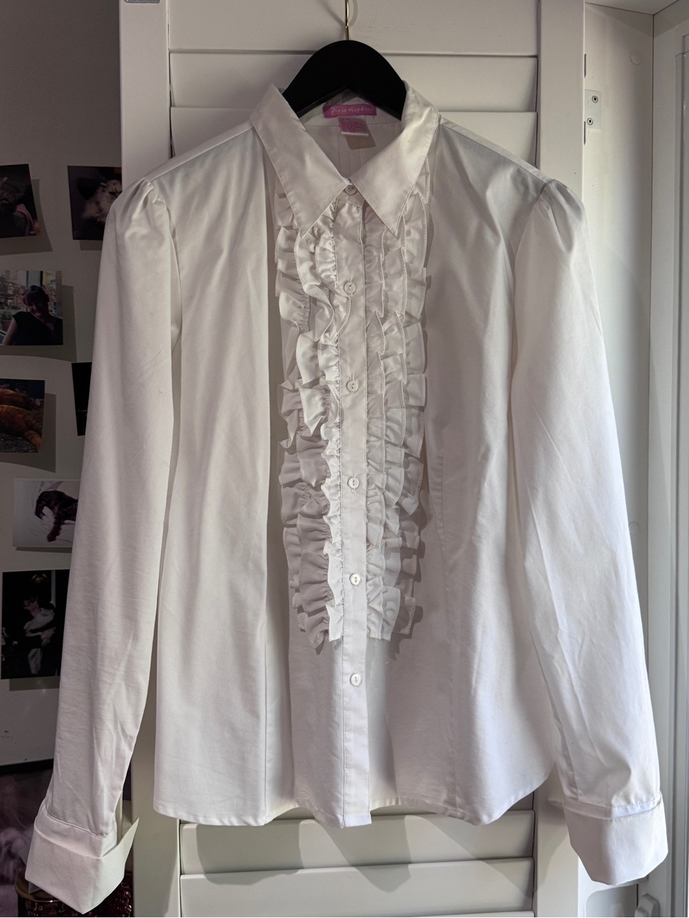 ✨Pixie Hopkins XL White Ruffle Blouse | Romantic Statement Shirt✨